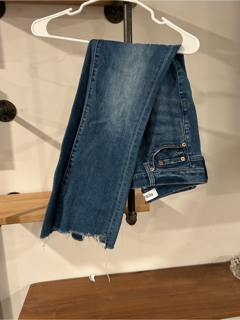 pistola Dark Blue Raw-Hem Ankle Jeans